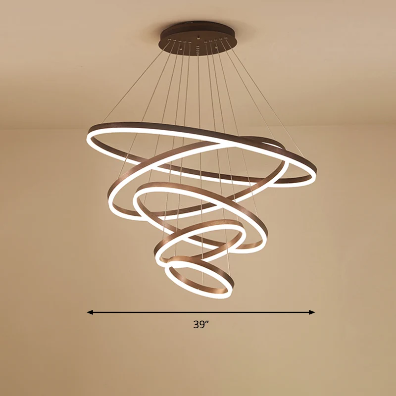 Acryl lusvormige kroonluchter Minimalistische elegante koffie LED-ophanglamp Clearhalo