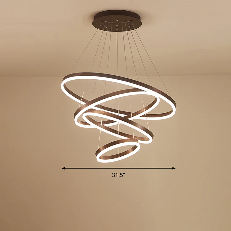 Acryl lusvormige kroonluchter Minimalistische elegante koffie LED-ophanglamp Clearhalo