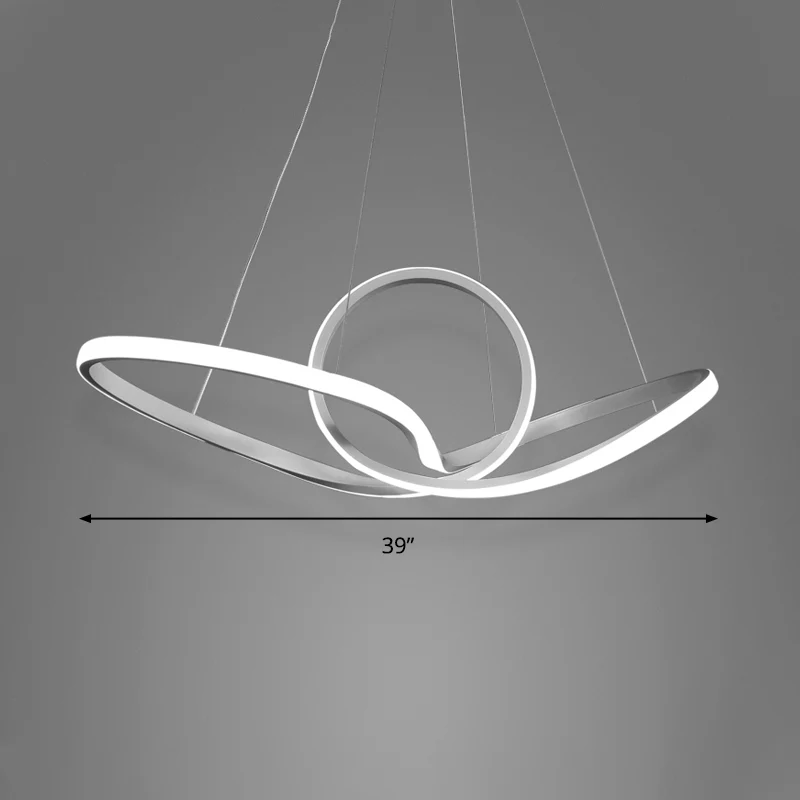 Acryl naadloze curve hangende plafondlamp Minimalistische witte LED-hangende kroonluchter warm/wit licht Clearhalo