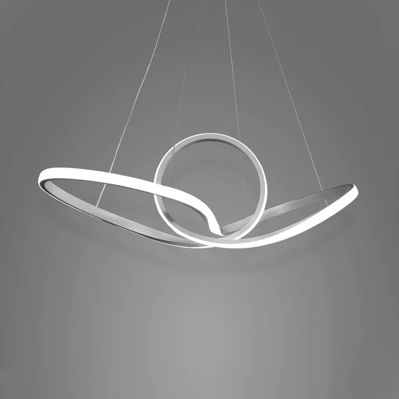 Acryl naadloze curve hangende plafondlamp Minimalistische witte LED-hangende kroonluchter warm/wit licht Clearhalo