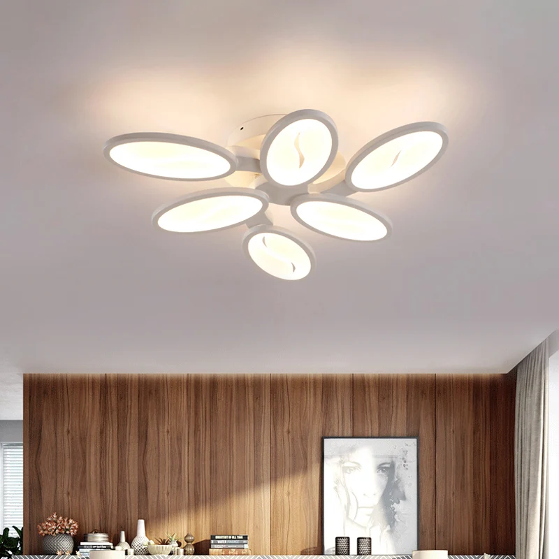 Acryl ovaalbladige tak semi-inbouwlicht eigentijds 6/9/12 lichten witte LED dicht bij plafondlamp warm / wit licht Clearhalo
