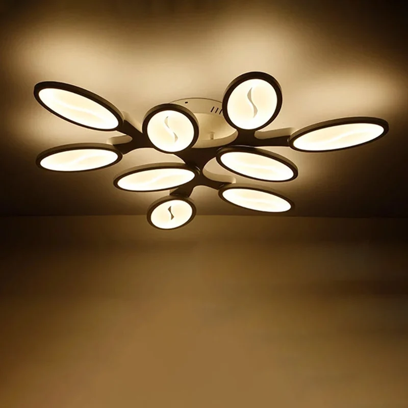 Acryl ovaalbladige tak semi-inbouwlicht eigentijds 6/9/12 lichten witte LED dicht bij plafondlamp warm / wit licht Clearhalo