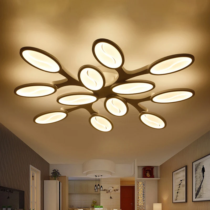 Acryl ovaalbladige tak semi-inbouwlicht eigentijds 6/9/12 lichten witte LED dicht bij plafondlamp warm / wit licht Clearhalo