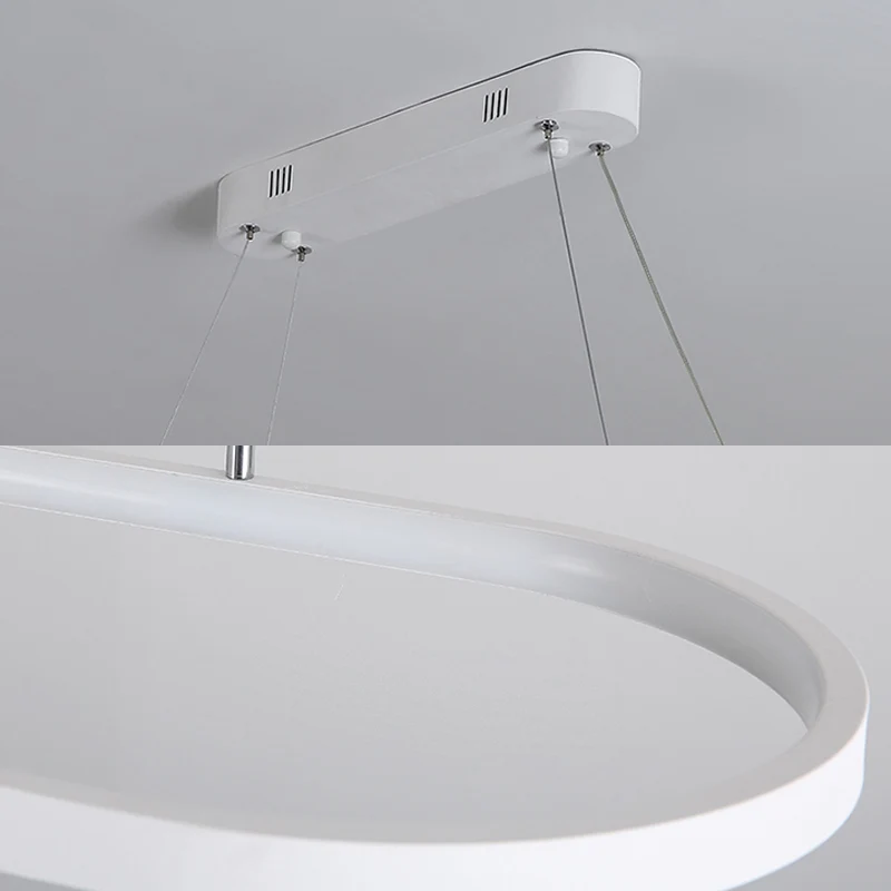 Acryl ovale druppelhanger Eenvoud 27"/35,5"/47" brede LED zwart/wit hangende plafondlamp boven tafel warm/wit/afstandsbedi...