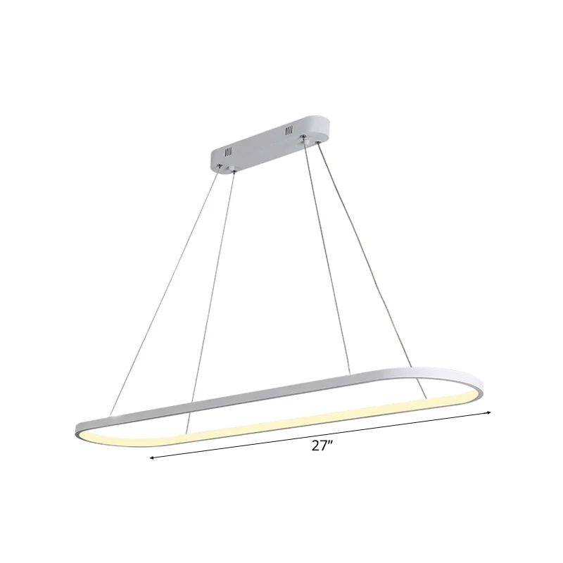Acryl ovale druppelhanger Eenvoud 27"/35,5"/47" brede LED zwart/wit hangende plafondlamp boven tafel warm/wit/afstandsbedi...