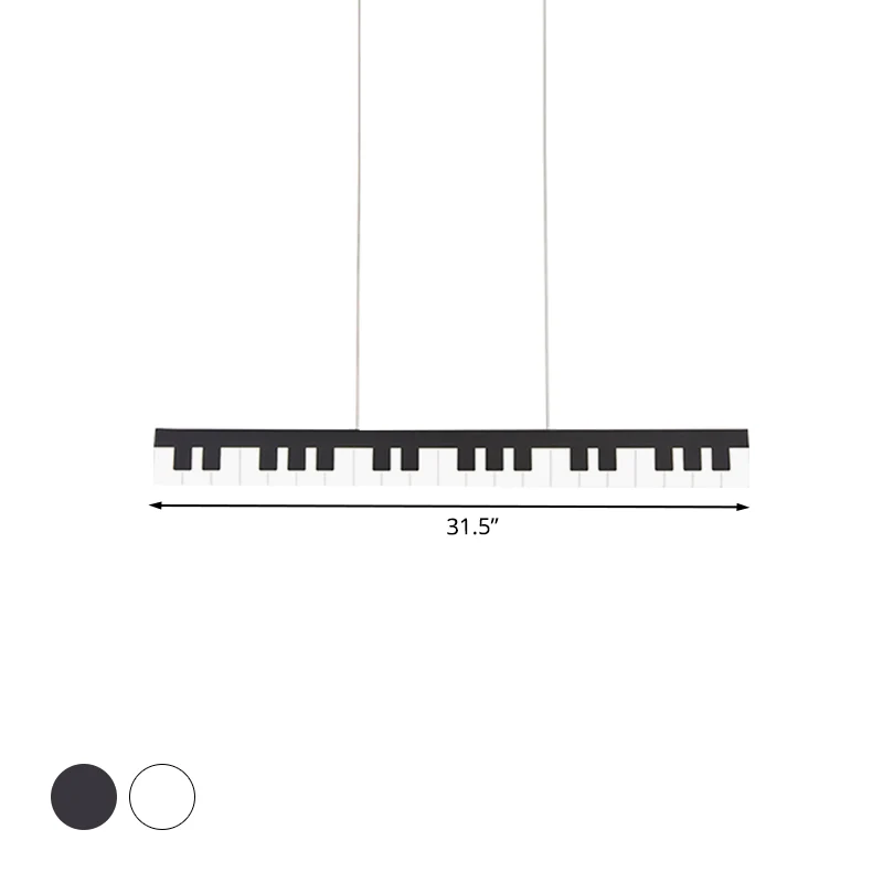 Acryl pianosleutel kroonluchterlamp armatuur kinderen wit/zwart LED hangend plafondlicht wit/warm licht Clearhalo