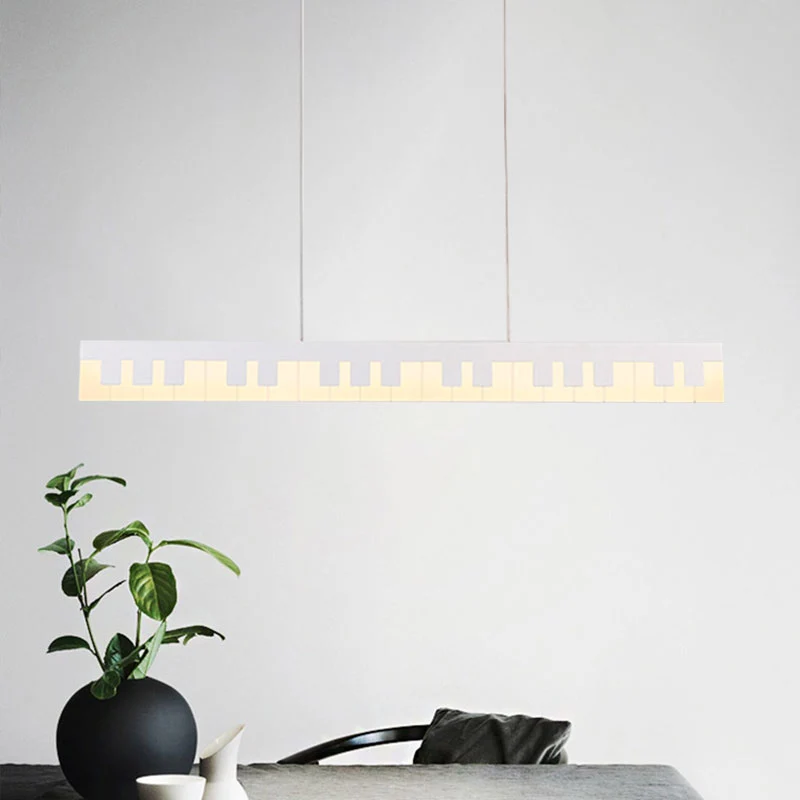 Acryl pianosleutel kroonluchterlamp armatuur kinderen wit/zwart LED hangend plafondlicht wit/warm licht Clearhalo