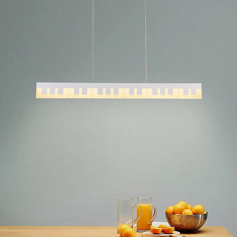 Acryl pianosleutel kroonluchterlamp armatuur kinderen wit/zwart LED hangend plafondlicht wit/warm licht Clearhalo
