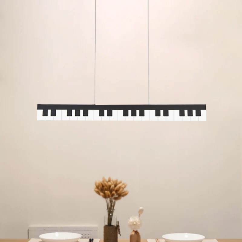 Acryl pianosleutel kroonluchterlamp armatuur kinderen wit/zwart LED hangend plafondlicht wit/warm licht Clearhalo
