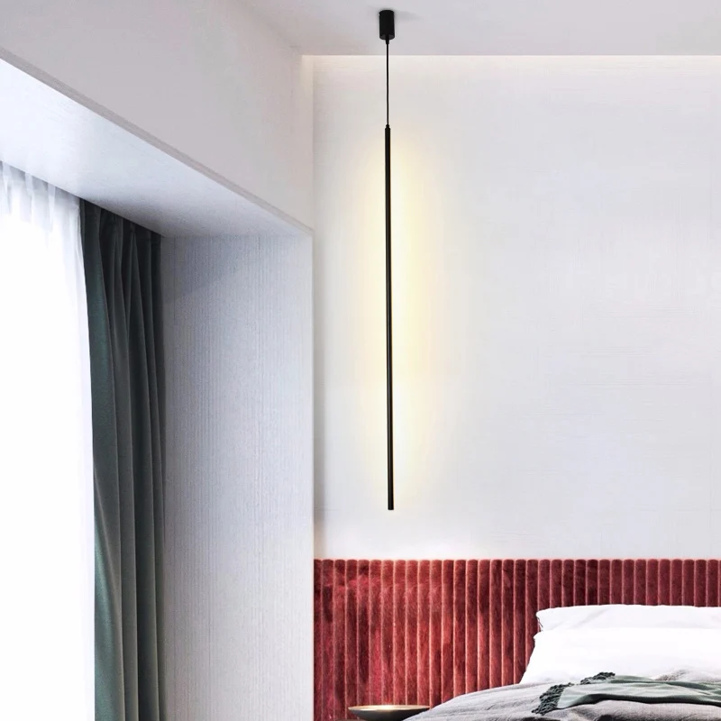 Acryl Pole LED-hanglamp Minimalistische zwarte hanglamp voor nachtkastje Clearhalo