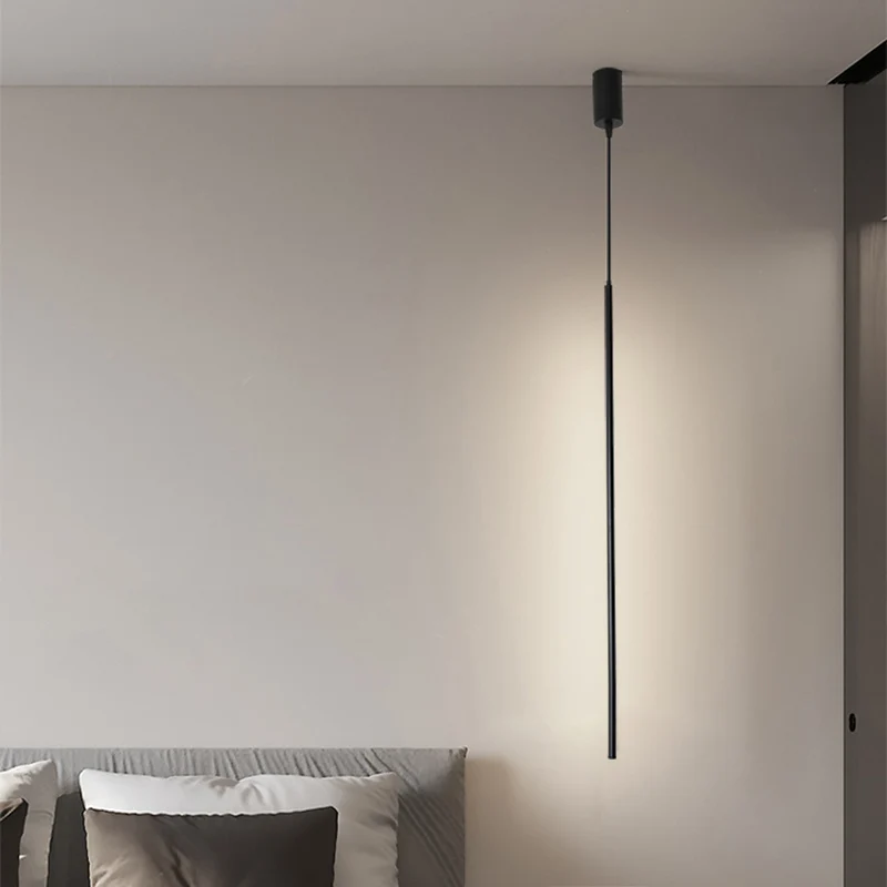 Acryl Pole LED-hanglamp Minimalistische zwarte hanglamp voor nachtkastje Clearhalo