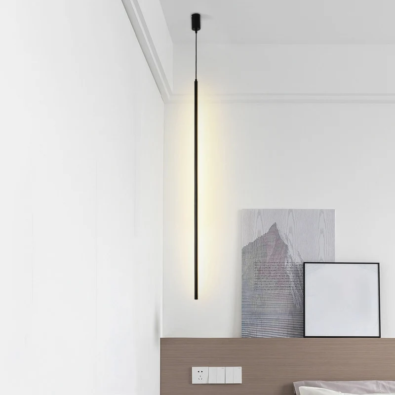 Acryl Pole LED-hanglamp Minimalistische zwarte hanglamp voor nachtkastje Clearhalo
