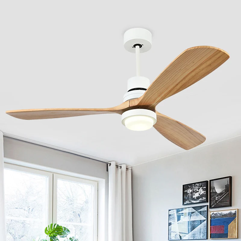 Acryl ring plafondventilator Light Simplicity 52" W LED woonkamer semi-gemonteerde verlichting wit met 3 houten bladen Cle...