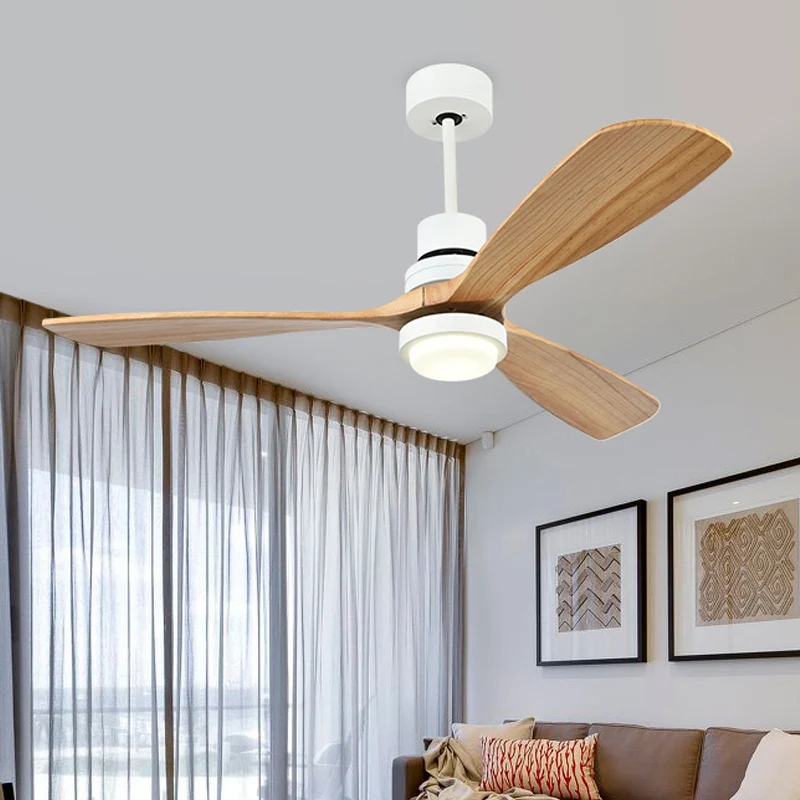 Acryl ring plafondventilator Light Simplicity 52" W LED woonkamer semi-gemonteerde verlichting wit met 3 houten bladen Cle...