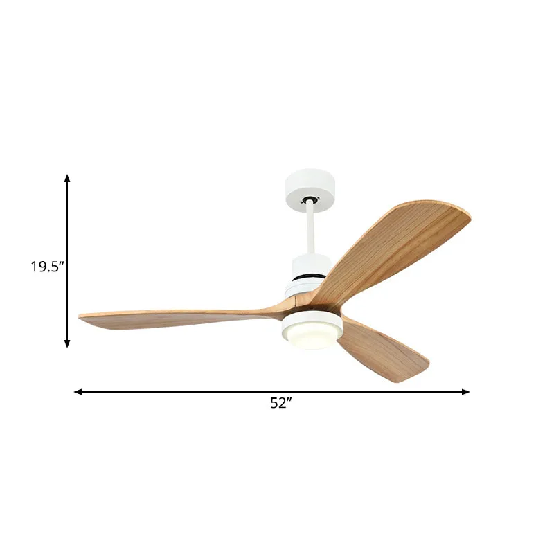 Acryl ring plafondventilator Light Simplicity 52" W LED woonkamer semi-gemonteerde verlichting wit met 3 houten bladen Cle...
