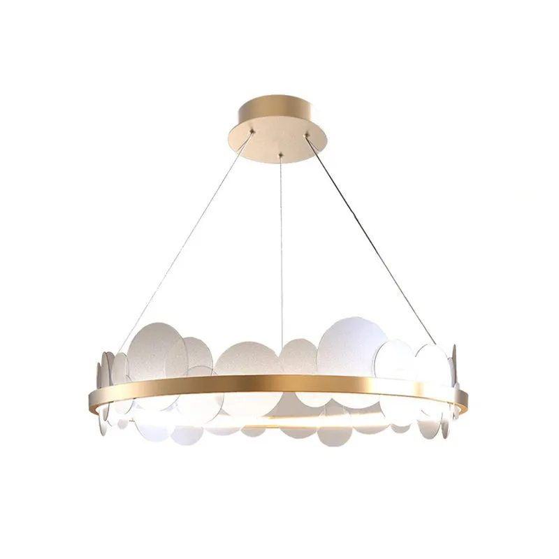 Acryl rond paneel hangende kroonluchter eigentijds 23,5 "/31,5" dia LED gouden hanger met ringontwerp wit/warm licht Clear...