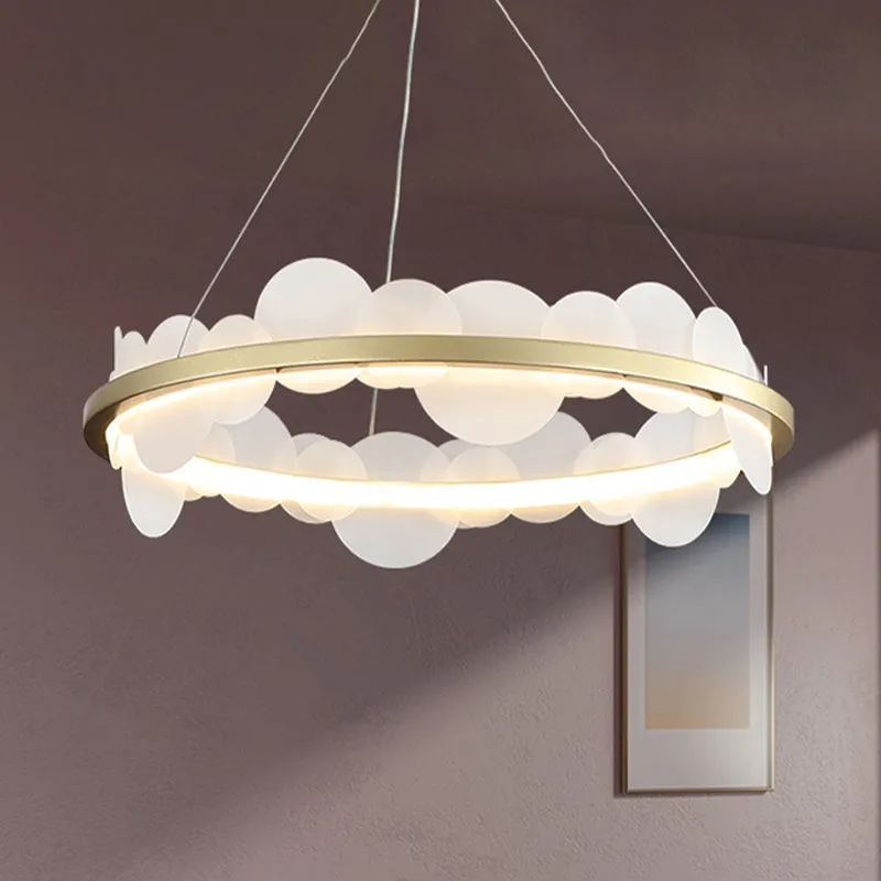 Acryl rond paneel hangende kroonluchter eigentijds 23,5 "/31,5" dia LED gouden hanger met ringontwerp wit/warm licht Clear...
