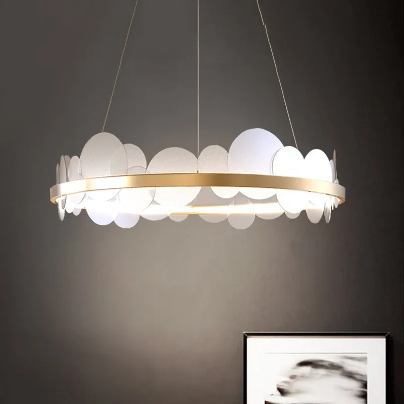 Acryl rond paneel hangende kroonluchter eigentijds 23,5 "/31,5" dia LED gouden hanger met ringontwerp wit/warm licht Clear...