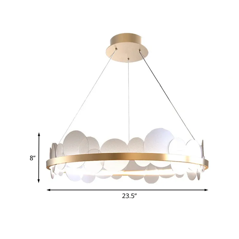 Acryl rond paneel hangende kroonluchter eigentijds 23,5 "/31,5" dia LED gouden hanger met ringontwerp wit/warm licht Clear...