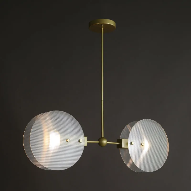 Acryl rond paneel kroonluchter licht postmodern 2/3 lampen gouden afwerking hangende plafondlamp Clearhalo