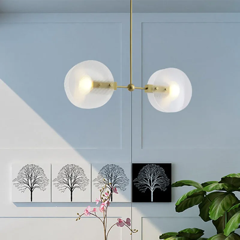 Acryl rond paneel kroonluchter licht postmodern 2/3 lampen gouden afwerking hangende plafondlamp Clearhalo