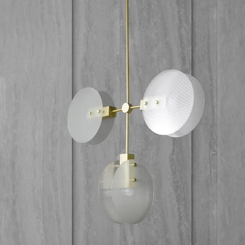 Acryl rond paneel kroonluchter licht postmodern 2/3 lampen gouden afwerking hangende plafondlamp Clearhalo