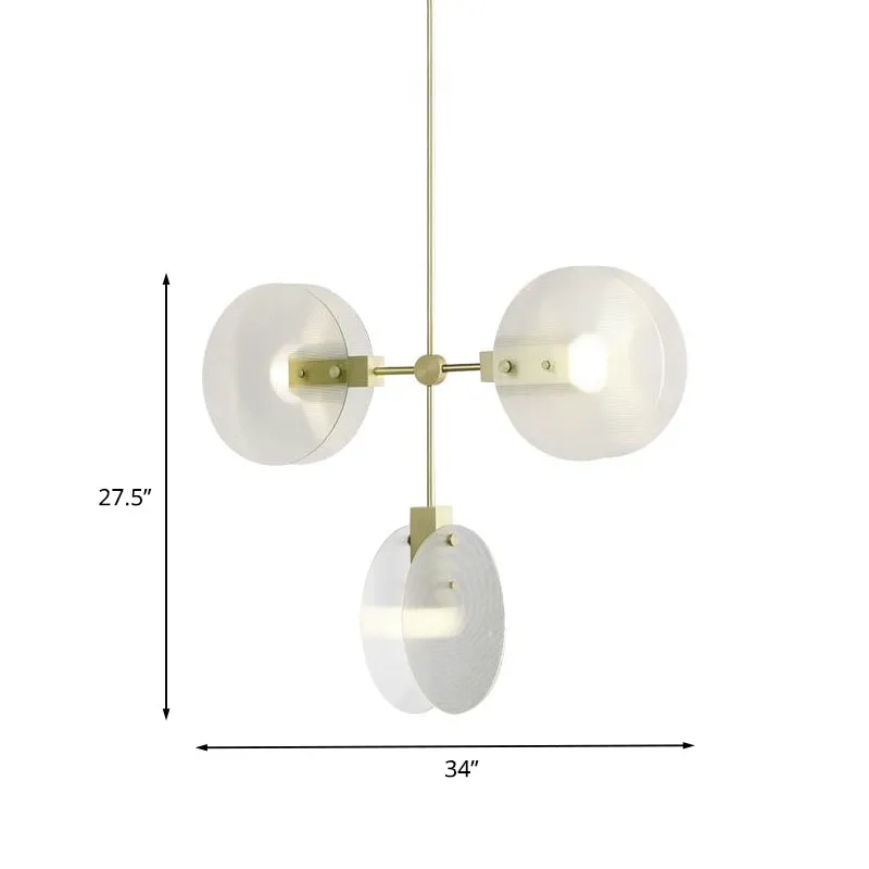Acryl rond paneel kroonluchter licht postmodern 2/3 lampen gouden afwerking hangende plafondlamp Clearhalo
