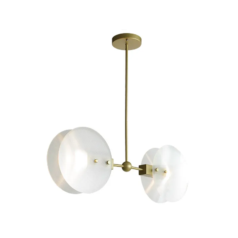 Acryl rond paneel kroonluchter licht postmodern 2/3 lampen gouden afwerking hangende plafondlamp Clearhalo