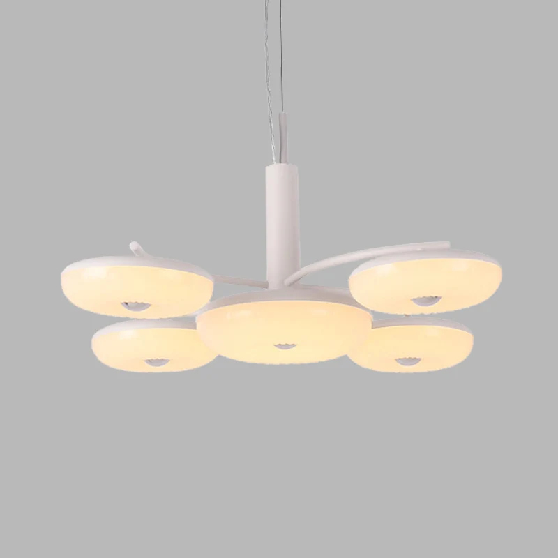 Acryl ronde hangende kroonluchter modernistische 5-lichts LED-hangende plafondlamp wit Clearhalo