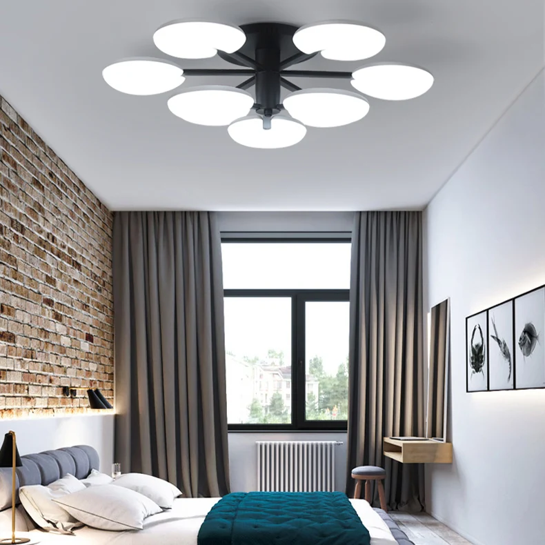 Acryl ronde semi-plafondmontage lichte eetkamer eigentijdse LED-plafondlamp zwart Clearhalo