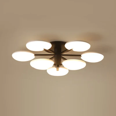 Acryl ronde semi-plafondmontage lichte eetkamer eigentijdse LED-plafondlamp zwart Clearhalo
