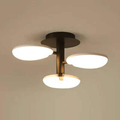 Acryl ronde semi-plafondmontage lichte eetkamer eigentijdse LED-plafondlamp zwart Clearhalo