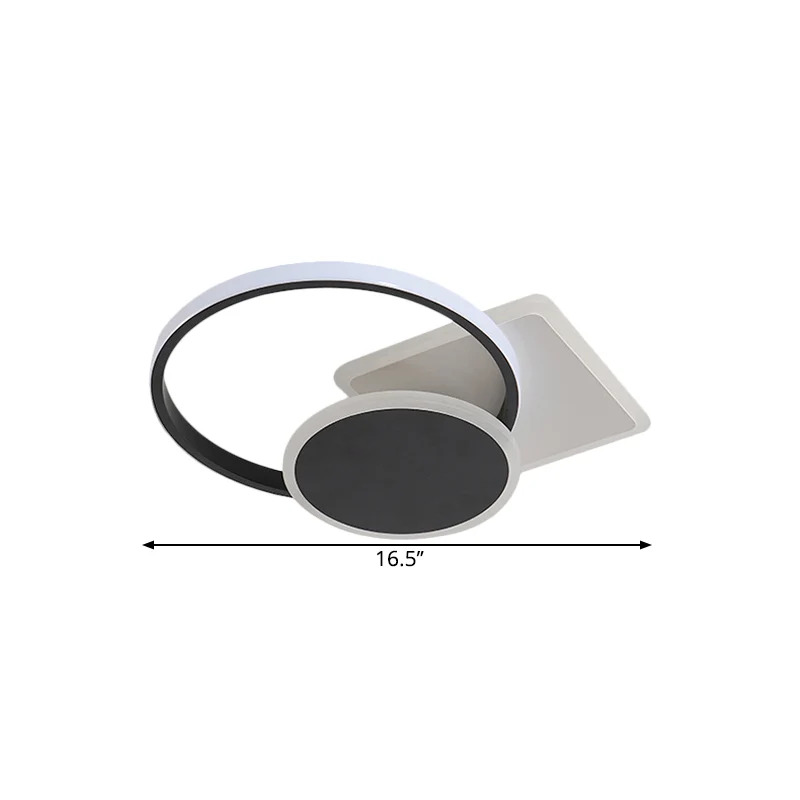 Acryl ronde en vierkante inbouw eenvoudige stijl LED zwarte plafondlamp warm/wit licht, 16,5"/20,5" breed Clearhalo