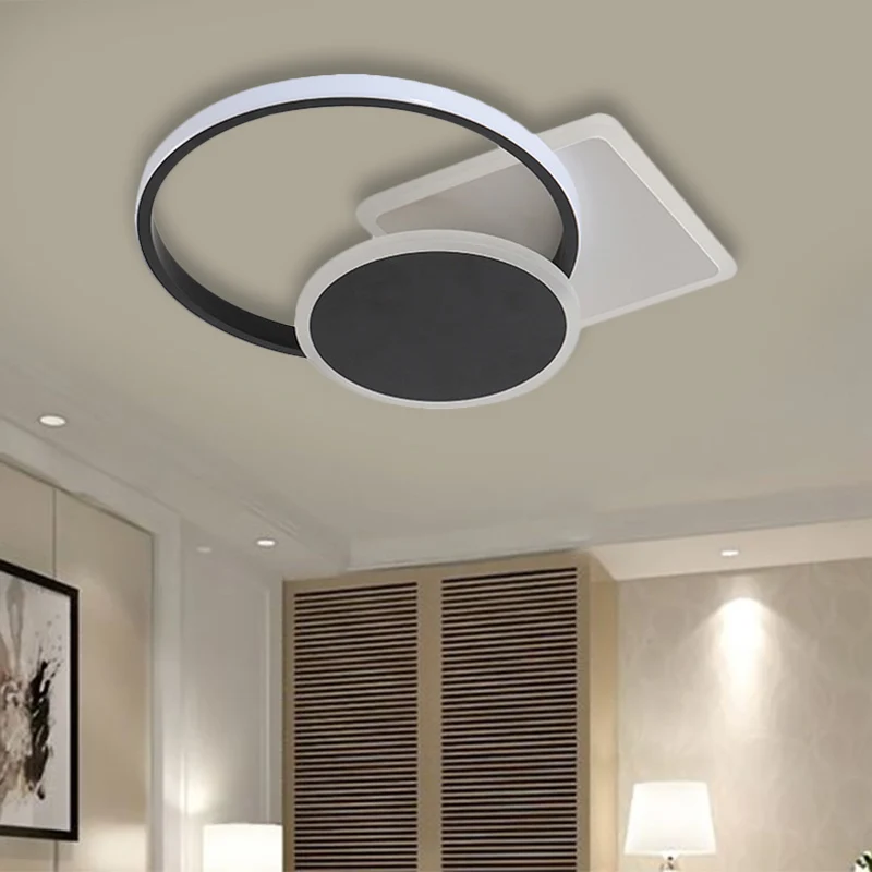 Acryl ronde en vierkante inbouw eenvoudige stijl LED zwarte plafondlamp warm/wit licht, 16,5"/20,5" breed Clearhalo