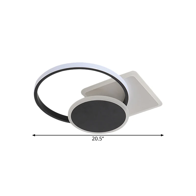 Acryl ronde en vierkante inbouw eenvoudige stijl LED zwarte plafondlamp warm/wit licht, 16,5"/20,5" breed Clearhalo