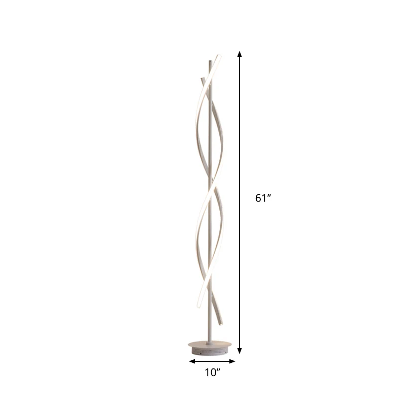 Acryl spiraal lineaire staande vloerverlichting Eenvoud LED witte vloerleeslamp voor slaapkamer Clearhalo