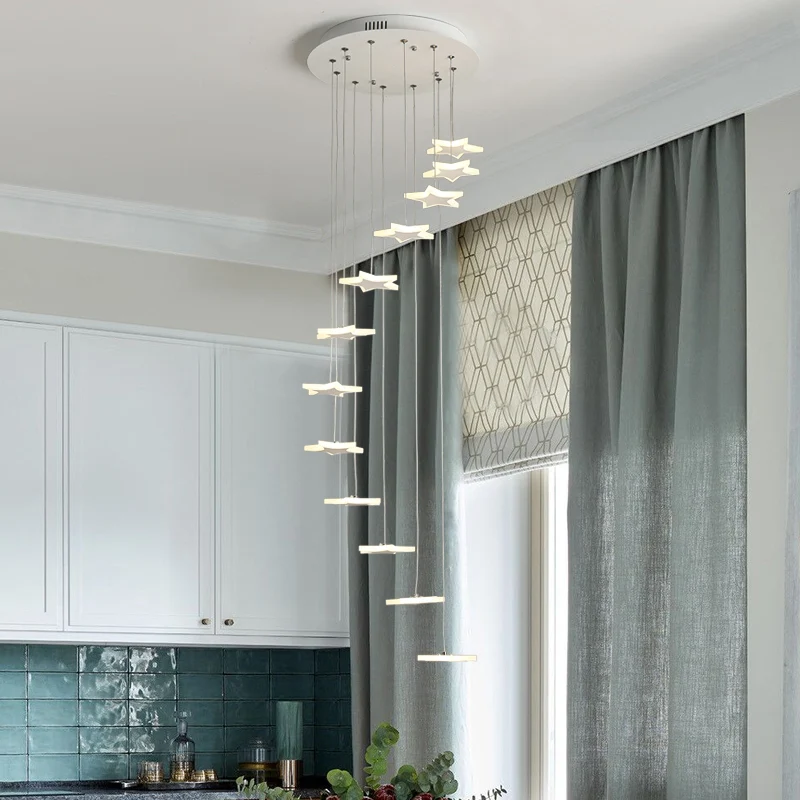 Acryl spiraalvormige hangende sterlichten Hedendaagse LED-clusterhanger met 8/12/18 koppen warm/wit licht Clearhalo
