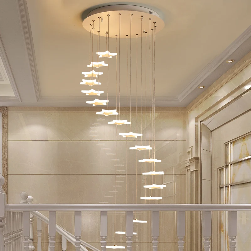 Acryl spiraalvormige hangende sterlichten Hedendaagse LED-clusterhanger met 8/12/18 koppen warm/wit licht Clearhalo