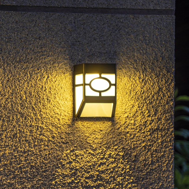 Acryl trapeziumvormige zonne-wandmontage licht retro binnenplaats LED inbouw blaker zwart Clearhalo