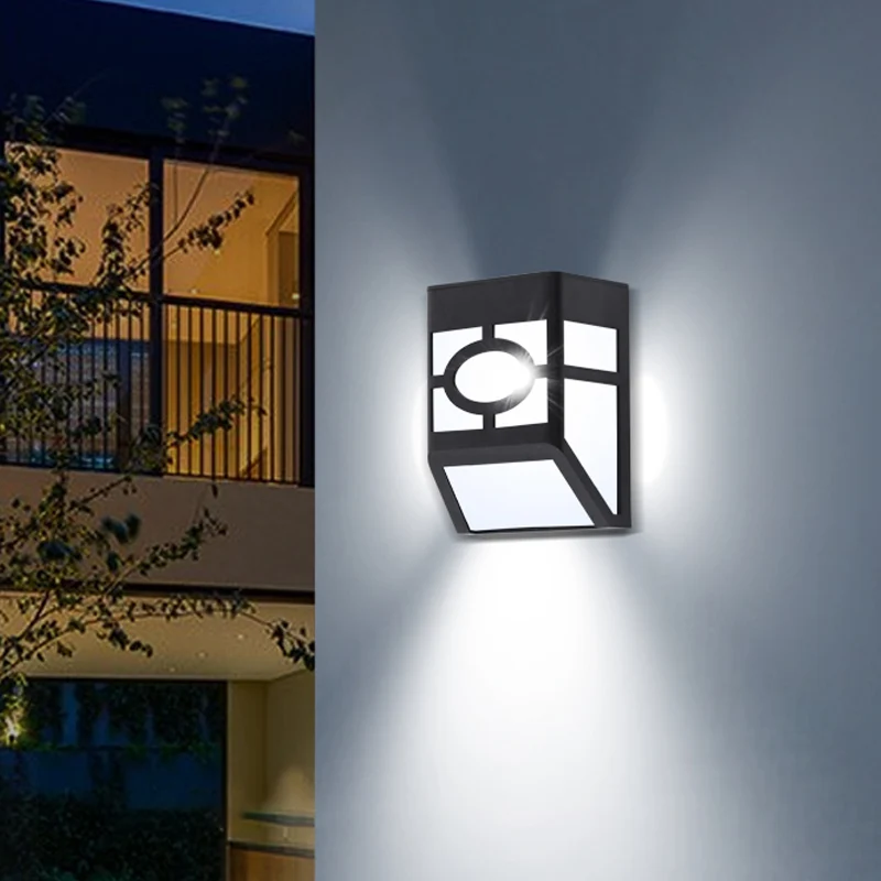 Acryl trapeziumvormige zonne-wandmontage licht retro binnenplaats LED inbouw blaker zwart Clearhalo