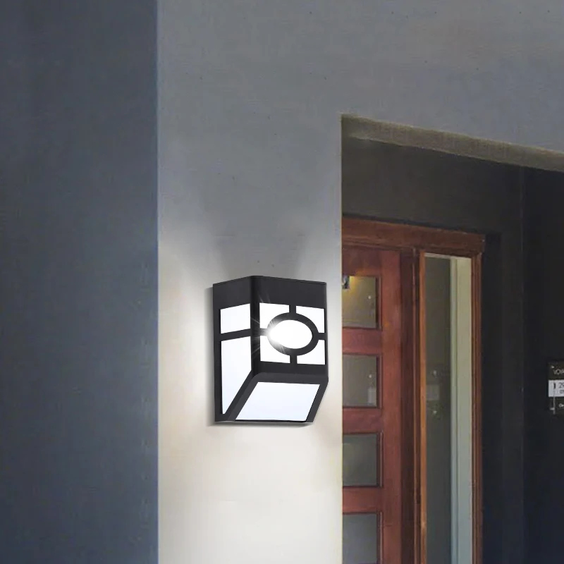 Acryl trapeziumvormige zonne-wandmontage licht retro binnenplaats LED inbouw blaker zwart Clearhalo