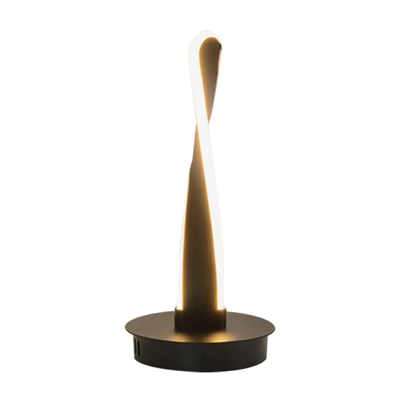 Acryl Twisted Task Lighting moderne LED-nachttafellamp geel/zwart met ronde metalen voet Clearhalo