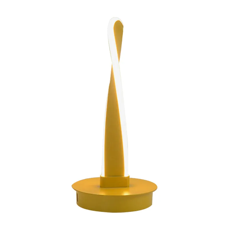 Acryl Twisted Task Lighting moderne LED-nachttafellamp geel/zwart met ronde metalen voet Clearhalo
