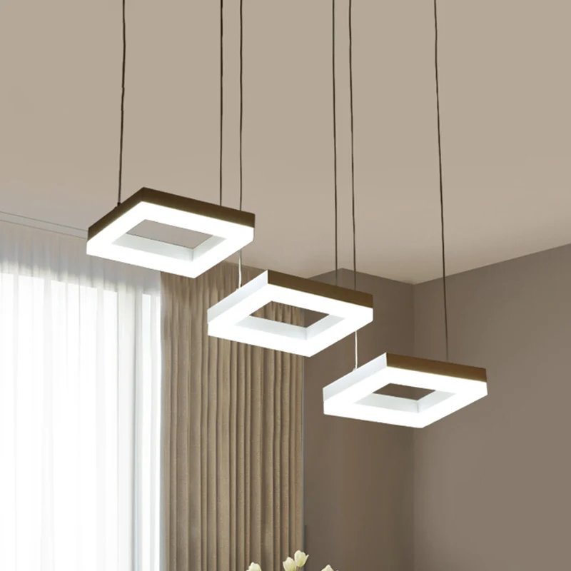 Acryl vierkante kroonluchter verlichting moderne 3 lampen zwart-wit hanglamp Clearhalo