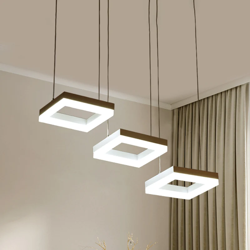 Acryl vierkante kroonluchter verlichting moderne 3 lampen zwart-wit hanglamp Clearhalo