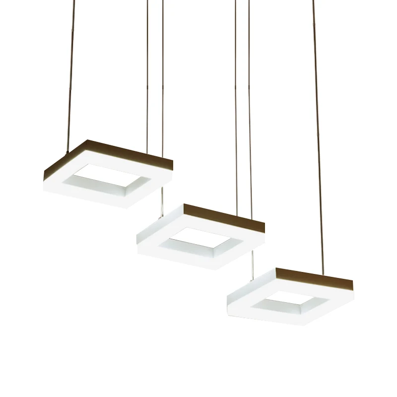 Acryl vierkante kroonluchter verlichting moderne 3 lampen zwart-wit hanglamp Clearhalo