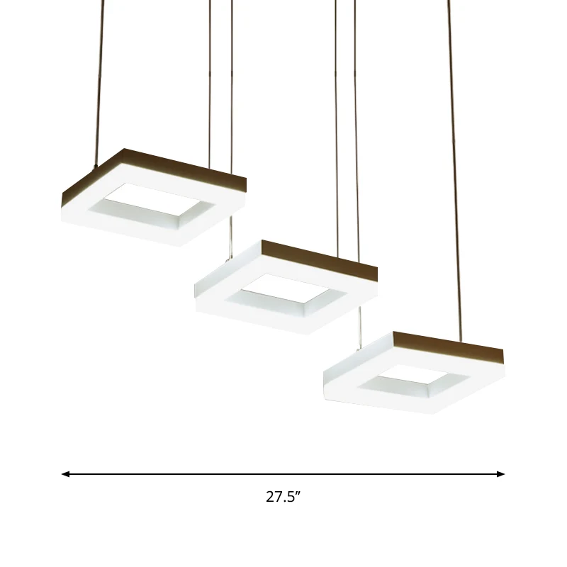Acryl vierkante kroonluchter verlichting moderne 3 lampen zwart-wit hanglamp Clearhalo