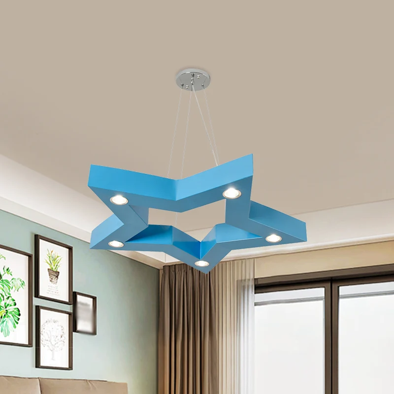 Acryl vijfpuntige ster LED-plafondkroonluchter Macaroon geel/blauw/groen ophanghanger Clearhalo