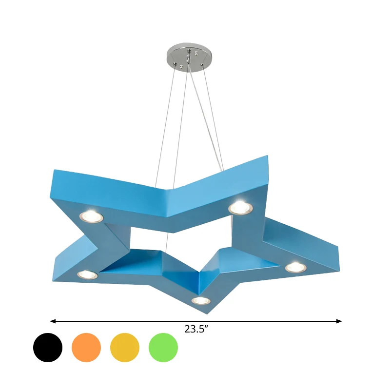 Acryl vijfpuntige ster LED-plafondkroonluchter Macaroon geel/blauw/groen ophanghanger Clearhalo