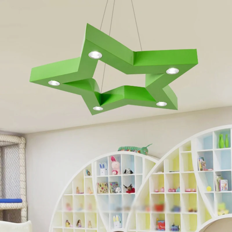 Acryl vijfpuntige ster LED-plafondkroonluchter Macaroon geel/blauw/groen ophanghanger Clearhalo